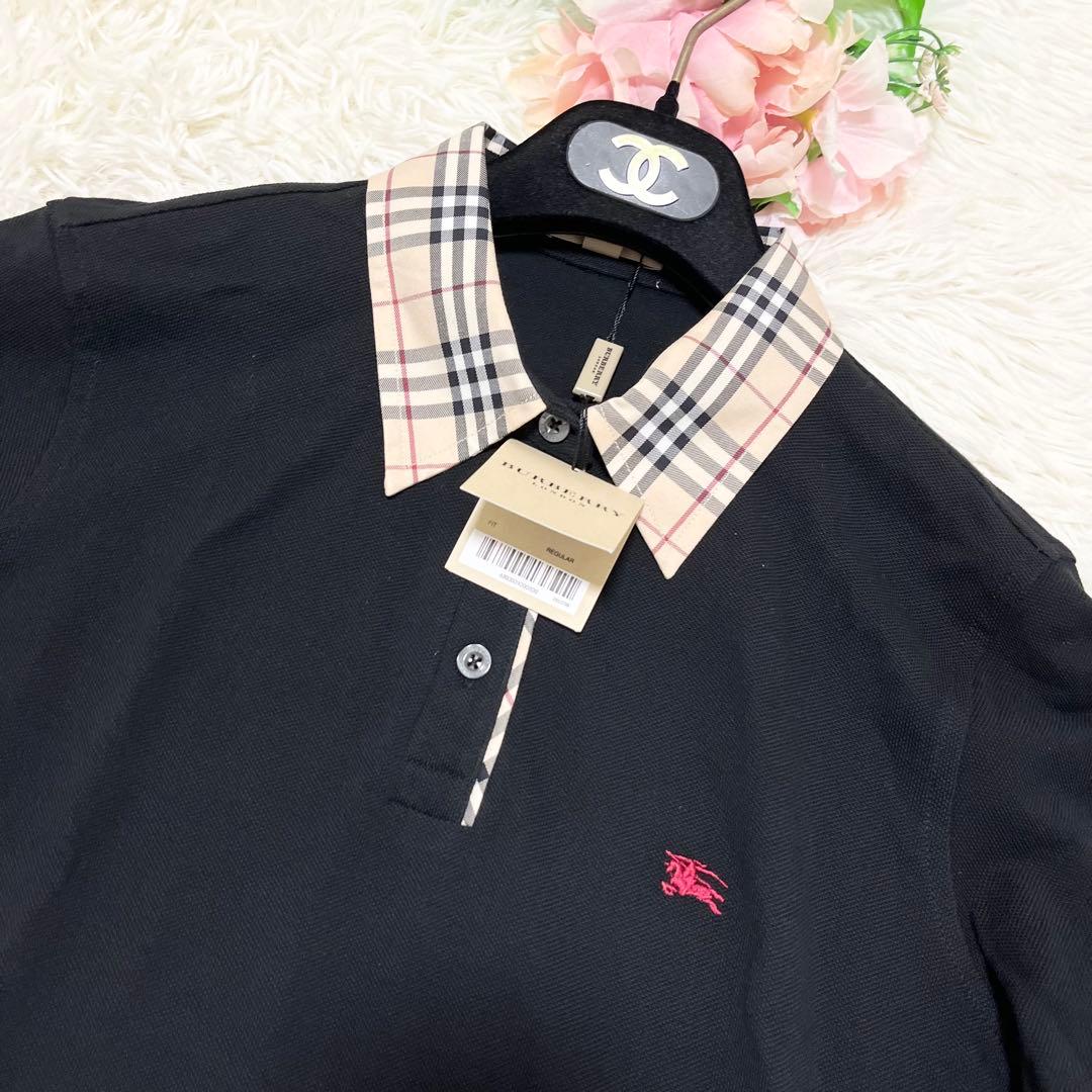 未使用　BURBERRY バーバリー ノバチェック 半袖　刺繍　ポロシャツ　L