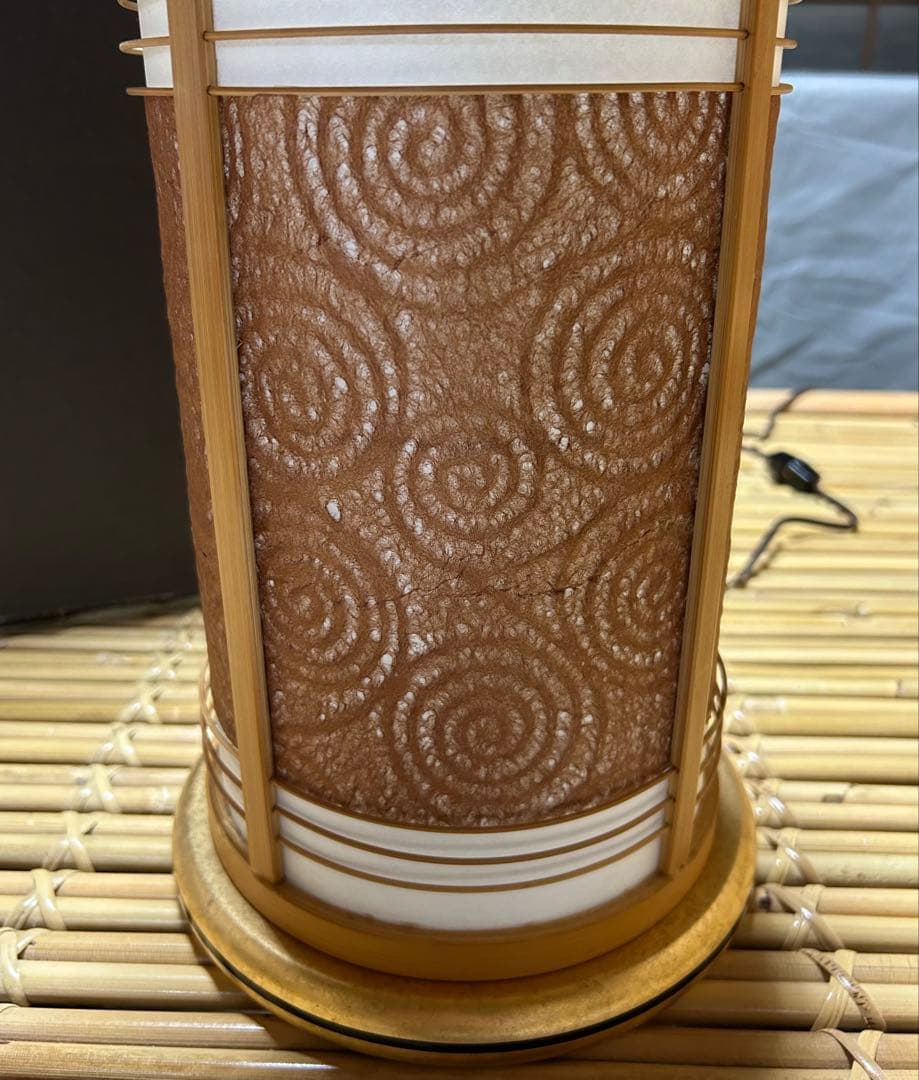 【未使用】駿河竹千筋細工　金沢箔　箔一　行燈　行灯　和風照明　足元照明　電球付き
