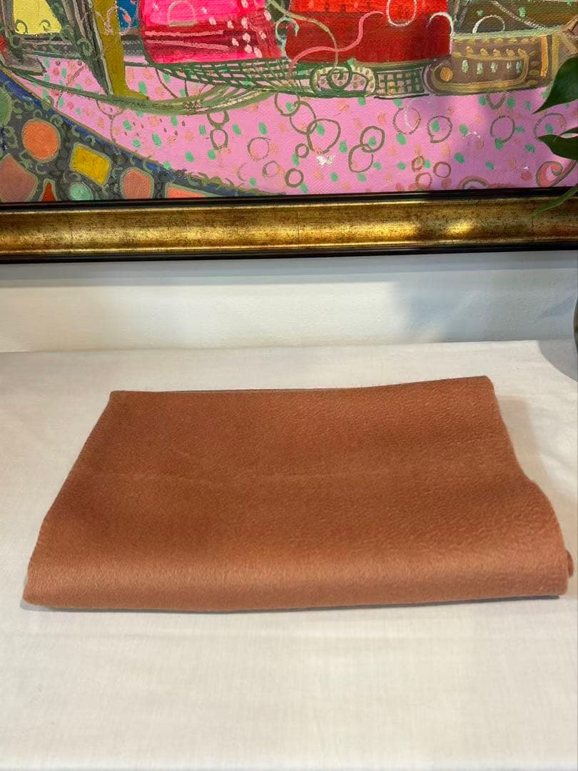 TAKTブラウン フリンジ付きショール