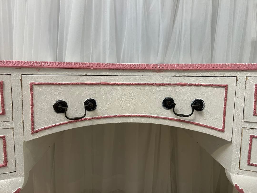 イタリア　ロココ調　アンティーク　デスク　テーブル　学習机　リペイント　一点もの