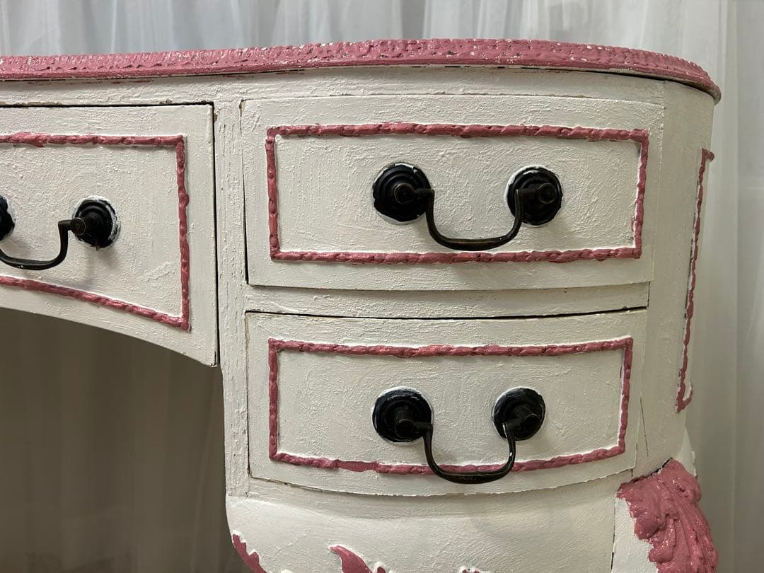 イタリア　ロココ調　アンティーク　デスク　テーブル　学習机　リペイント　一点もの