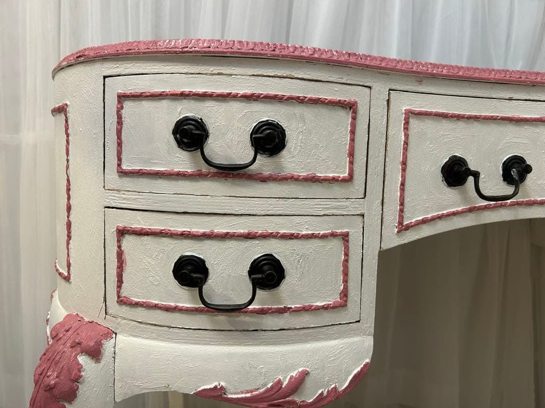 イタリア　ロココ調　アンティーク　デスク　テーブル　学習机　リペイント　一点もの