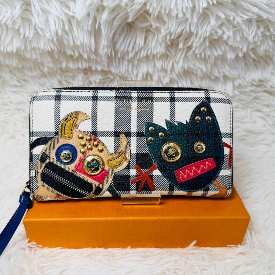 【希少品！】バーバリー 長財布 ラウンドファスナー クリーチャー パッチワーク