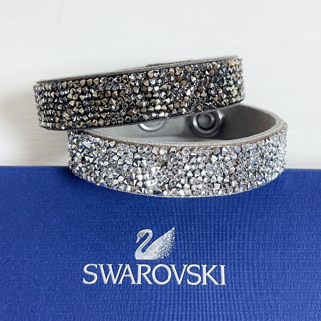 メ*7様 希少【新品】スワロフスキー ブレスレット 2点セット クリスタル レザ