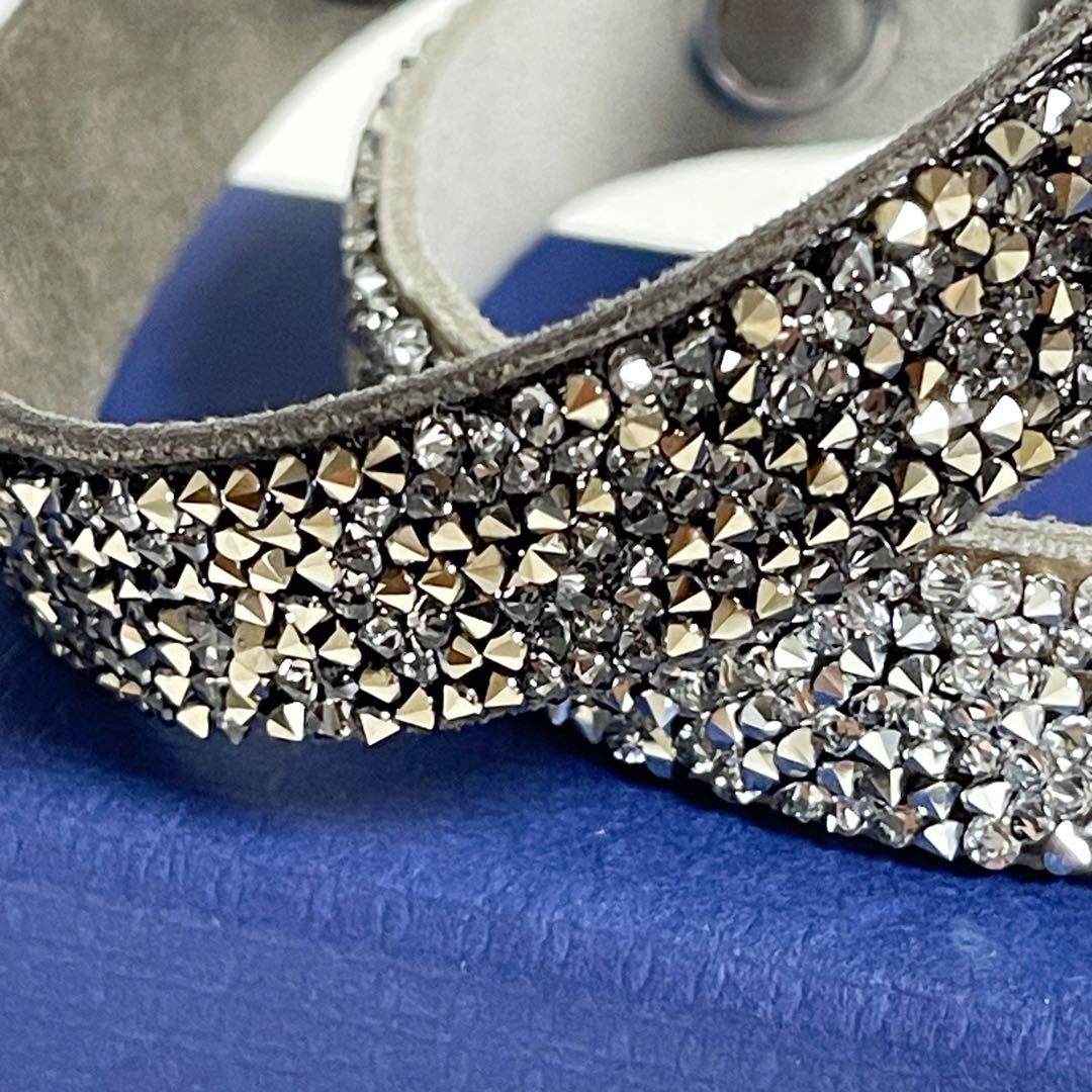 メ*7様 希少【新品】スワロフスキー ブレスレット 2点セット クリスタル レザ