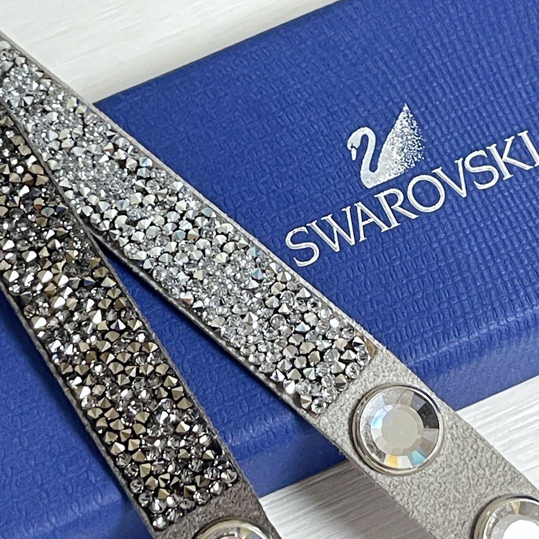 メ*7様 希少【新品】スワロフスキー ブレスレット 2点セット クリスタル レザ