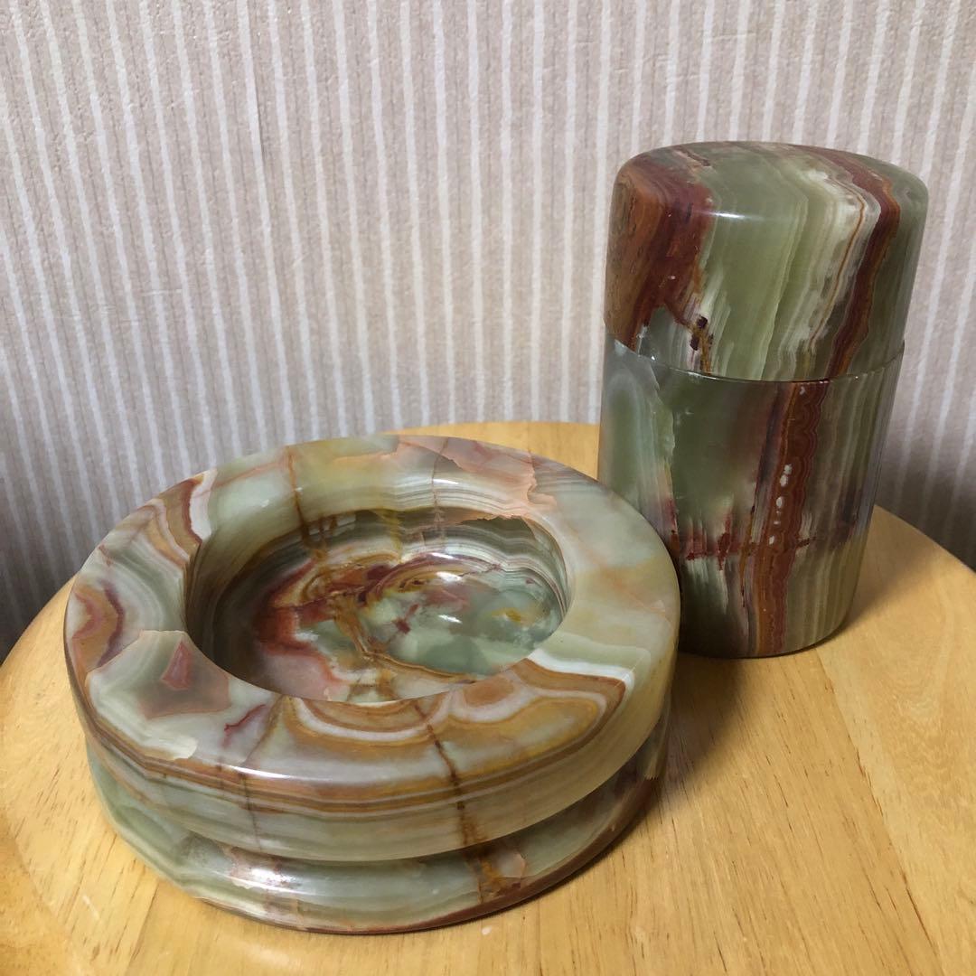 昭和レトロ/ 大理石 灰皿 たばこ入れセット - メルカリ