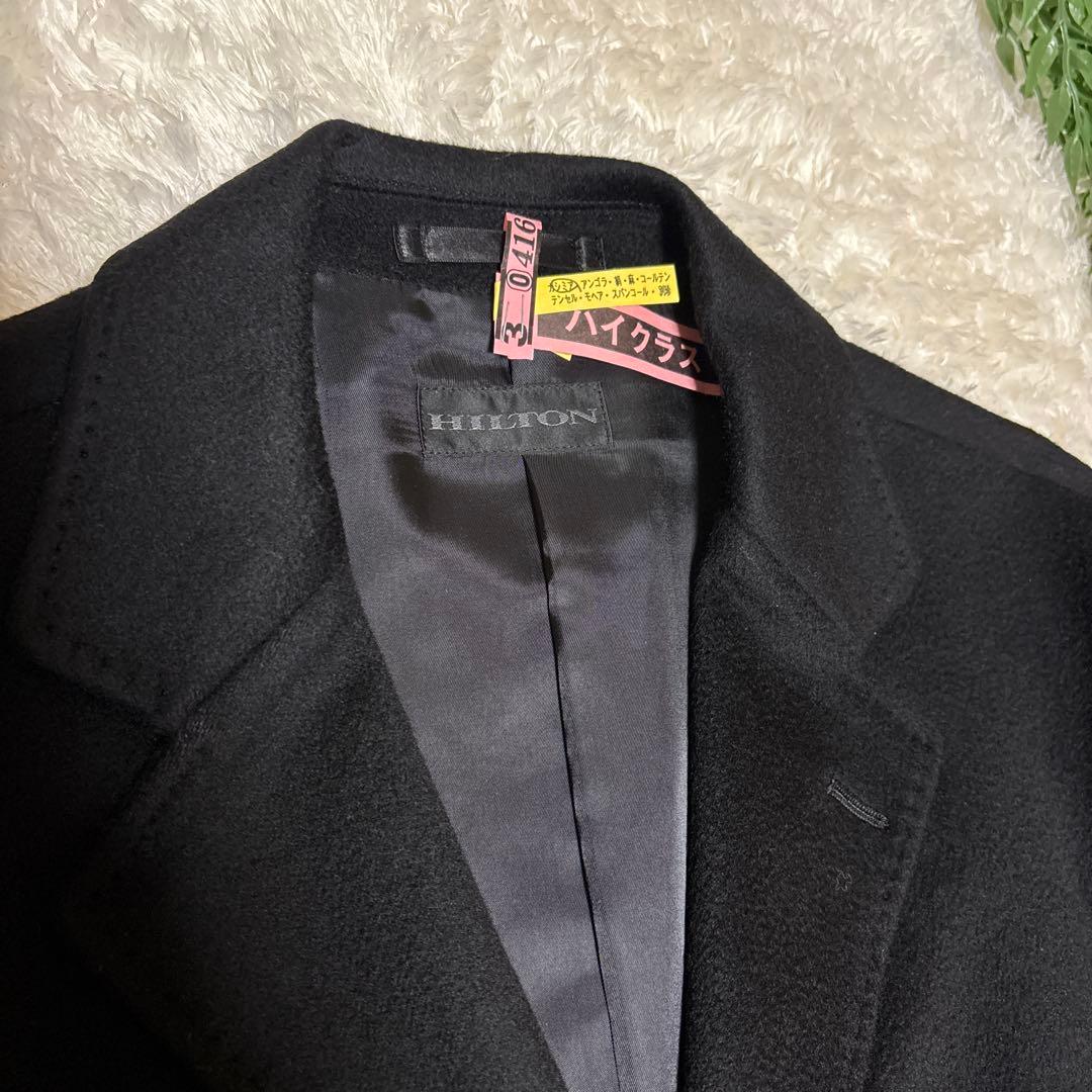 ヒルトン チェスターコート カシミヤ100% ブラック シンプル