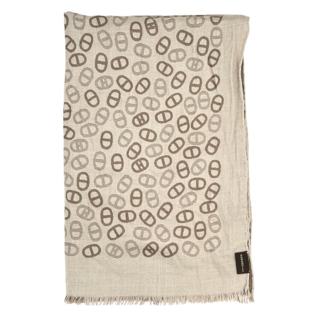 HERMES エルメス シルク シェーヌダンクル ストール ベージュ レディース