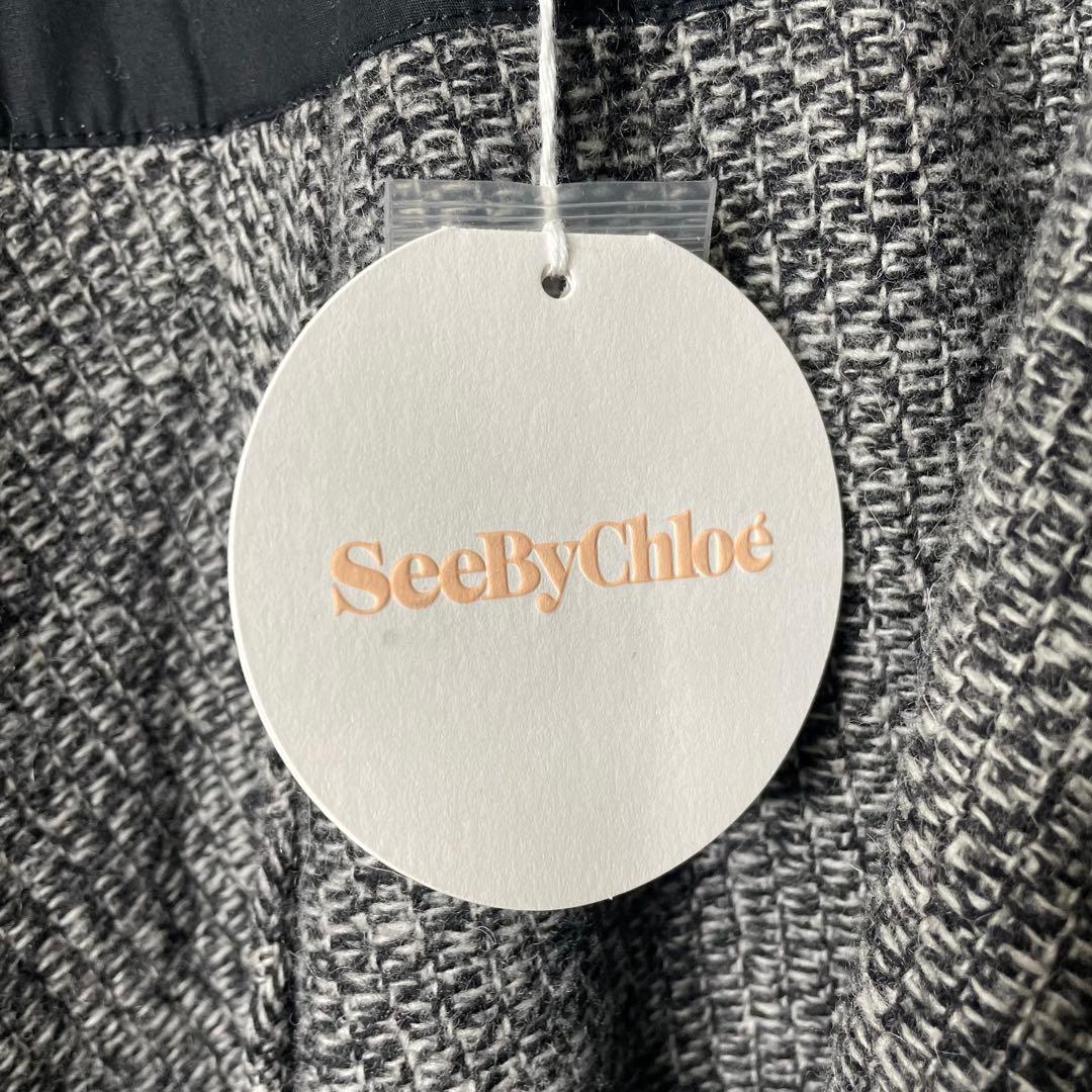 新品タグ付き】SeeByChloe ニットポンチョコート ウール グレー 新品