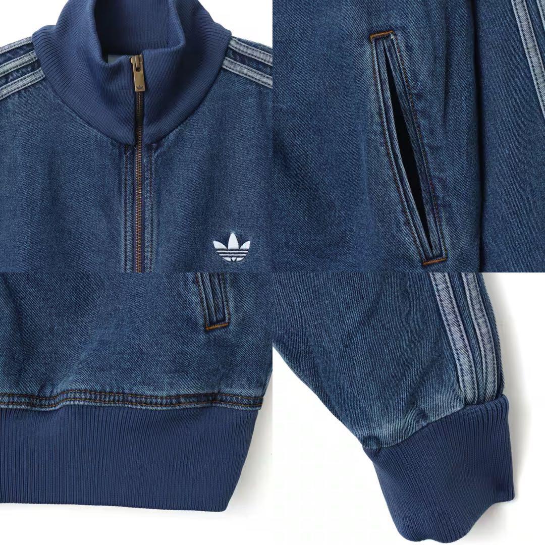 新品Ｌ】アディダス　デニムジャケットファイヤーバードトラック インディゴブルー