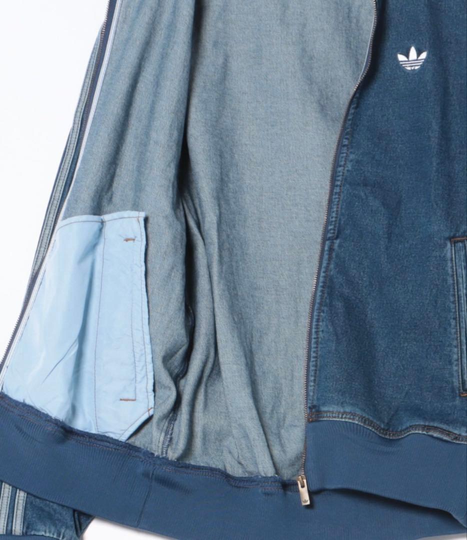 新品Ｌ】アディダス　デニムジャケットファイヤーバードトラック インディゴブルー