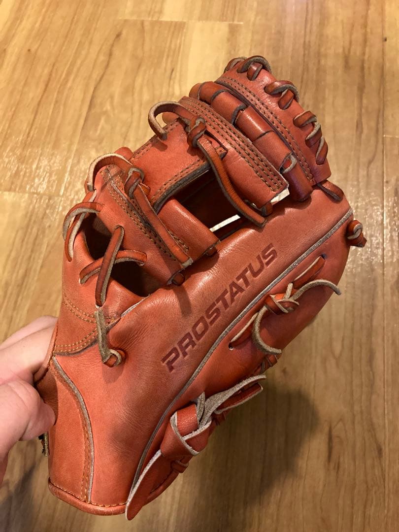 最終値下げ ZETT PROSTATUS 軟式内野用グローブ 赤系オレンジ
