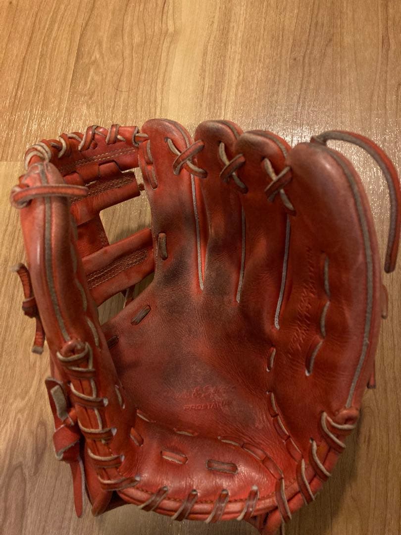 最終値下げ ZETT PROSTATUS 軟式内野用グローブ 赤系オレンジ