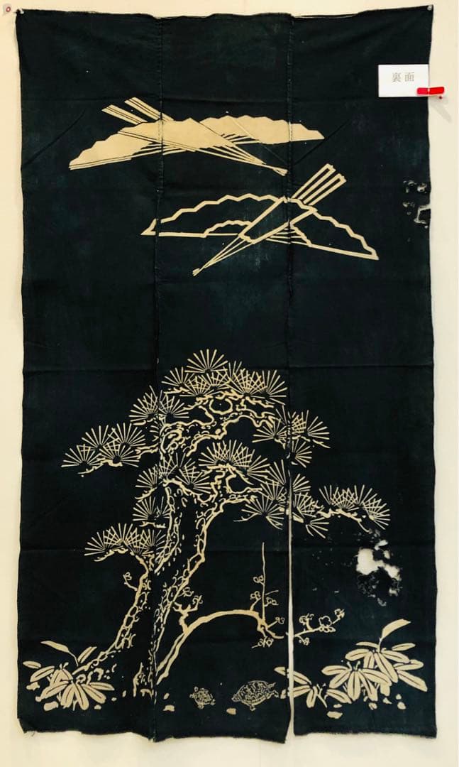 藍染 加賀のれん 時代物 木綿 古布ソ-389 三巾 - メルカリ