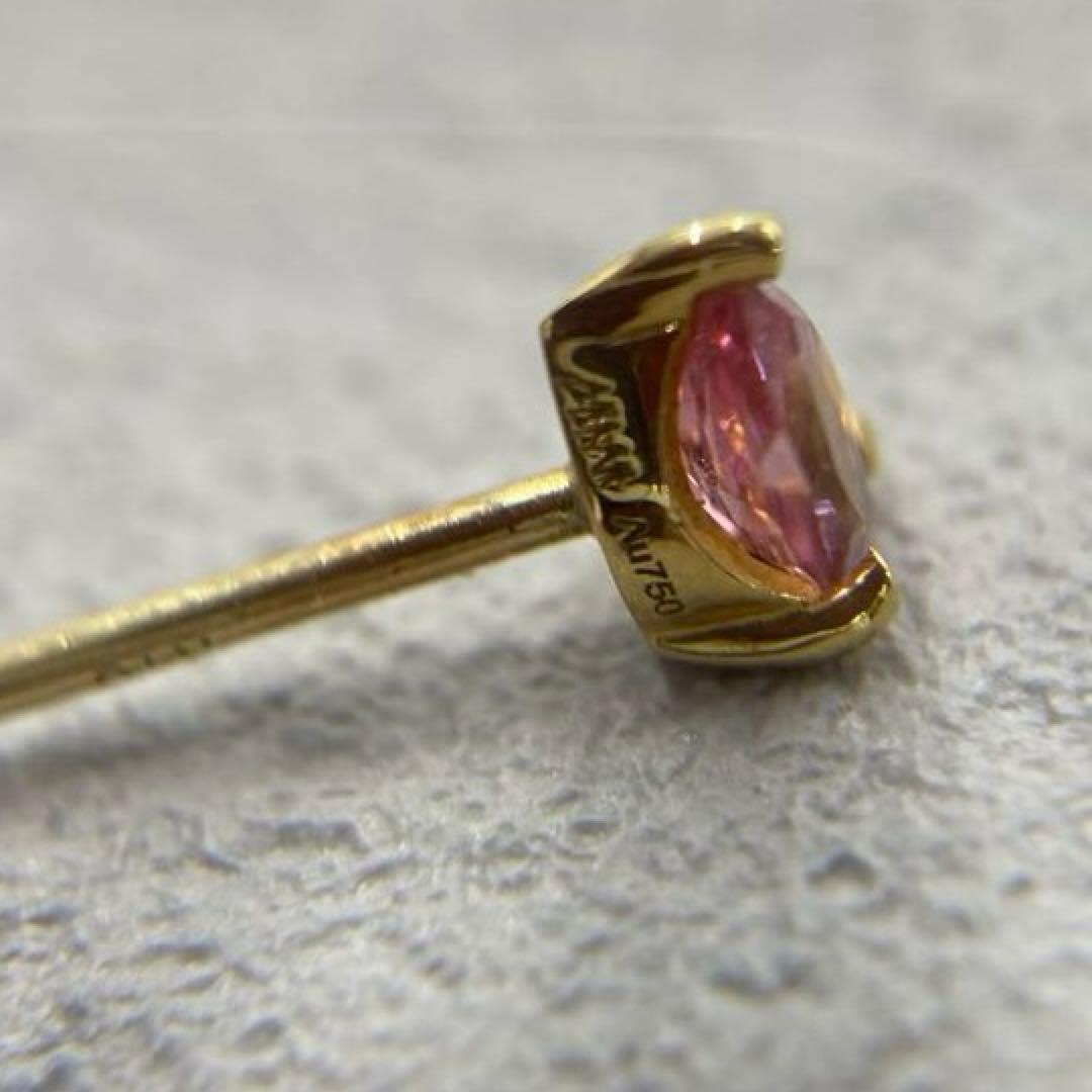 美品 AHKAH フォリアージュスタッド ピンクトルマリン ピアス K18 高級