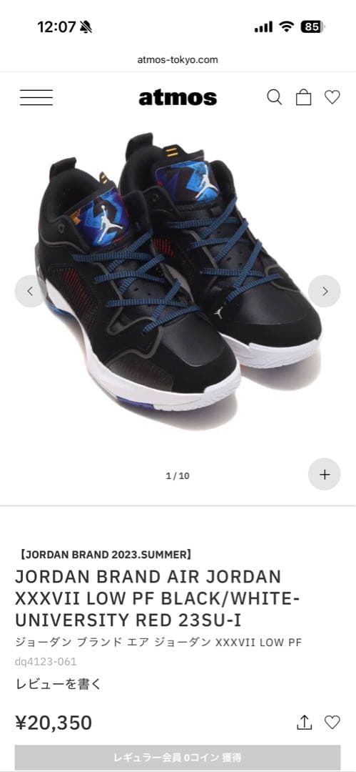 シューズ(男性用) JORDAN BRAND AIR JORDAN XXXVII LOW PF BL