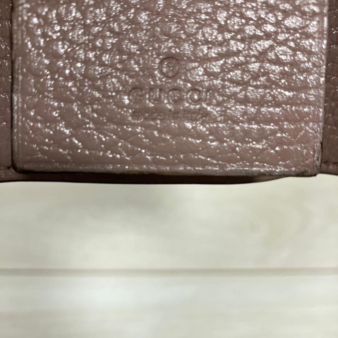 GG ピンク ベージュレザーキーケース