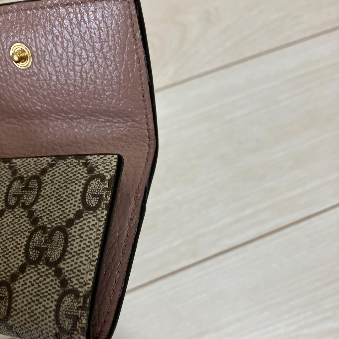 GG ピンク ベージュレザーキーケース