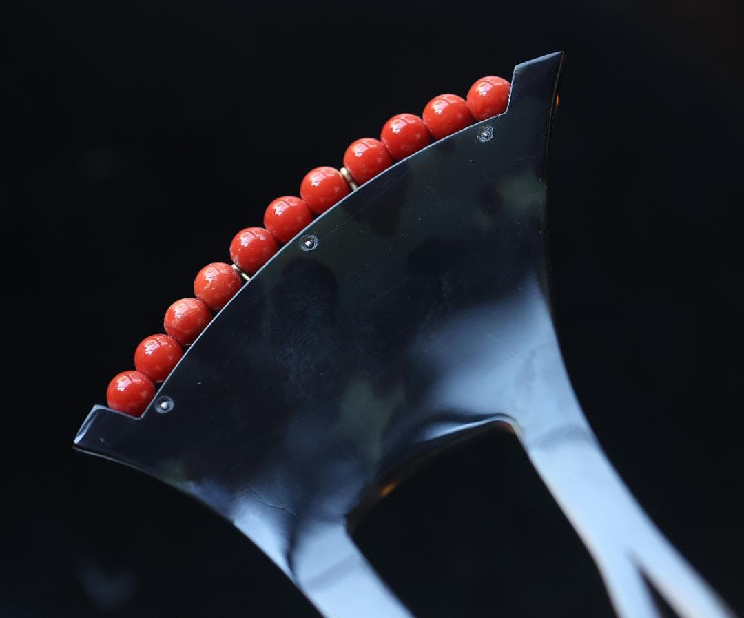 マ*ハ様 高級！ K18 赤珊瑚 本鼈甲 簪 バチ型 刻印あり 慶事 婚礼