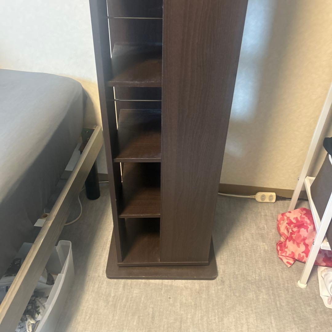 回転本棚 7段 ダークブラウン