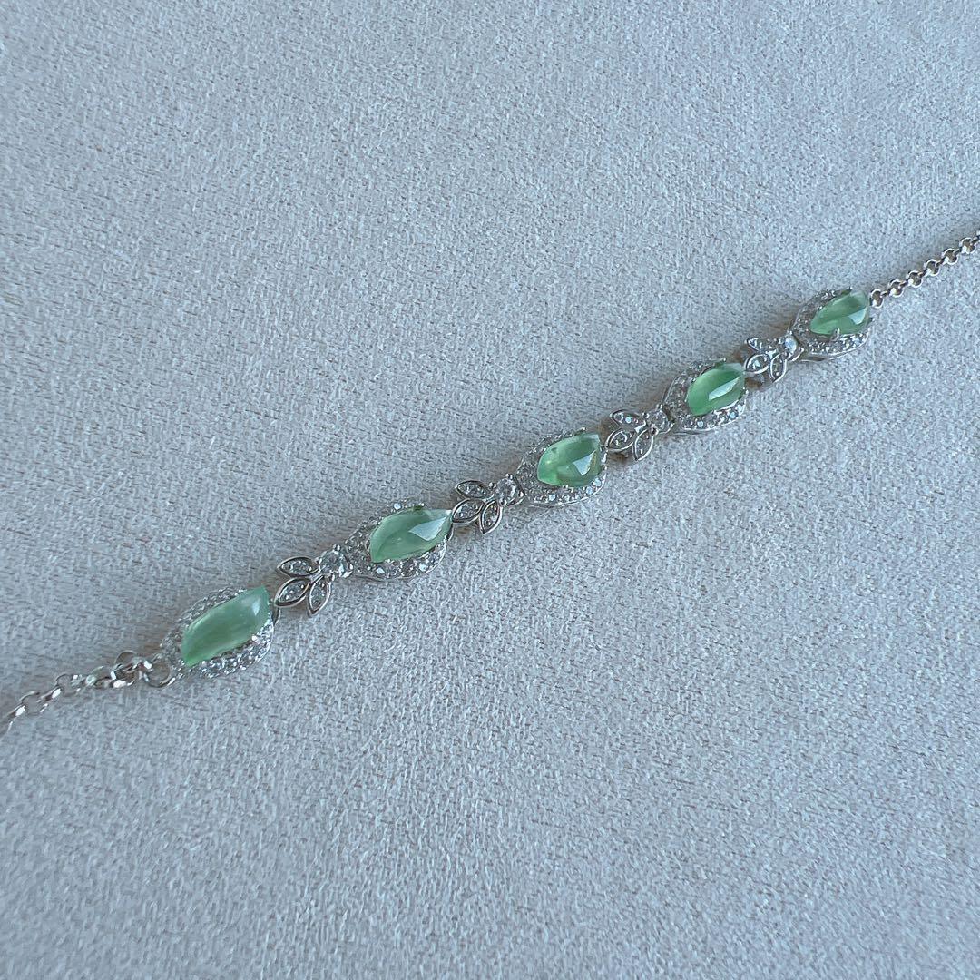 【お買い得品】天然ミャンマー産本翡翠 s925 ブレスレット 15cm〜