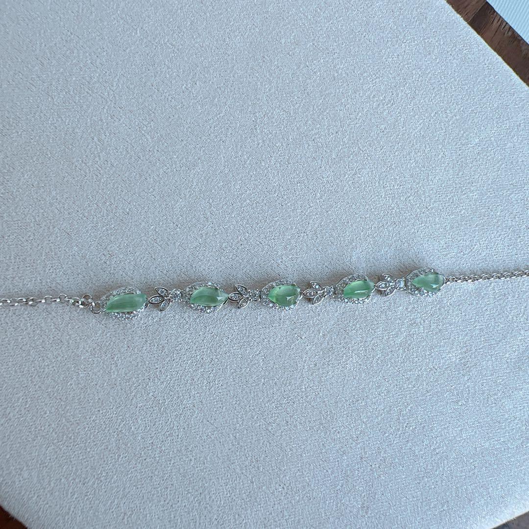 【お買い得品】天然ミャンマー産本翡翠 s925 ブレスレット 15cm〜