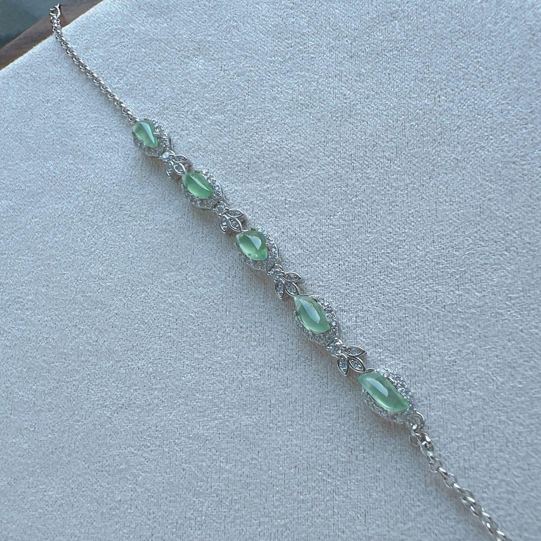 【お買い得品】天然ミャンマー産本翡翠 s925 ブレスレット 15cm〜