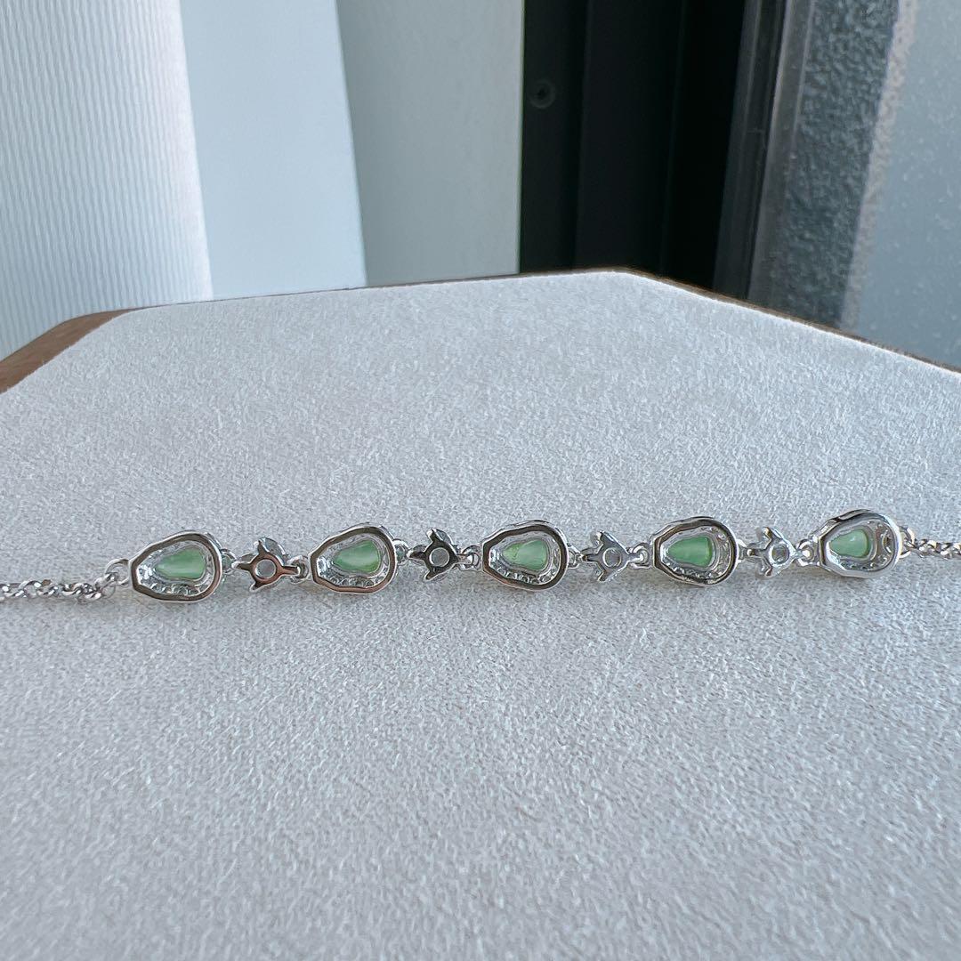 【お買い得品】天然ミャンマー産本翡翠 s925 ブレスレット 15cm〜