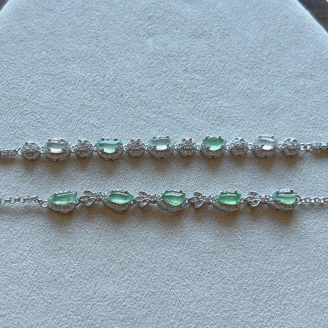 【お買い得品】天然ミャンマー産本翡翠 s925 ブレスレット 15cm〜