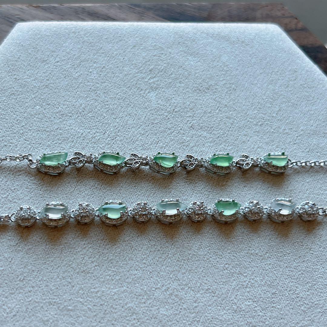 【お買い得品】天然ミャンマー産本翡翠 s925 ブレスレット 15cm〜