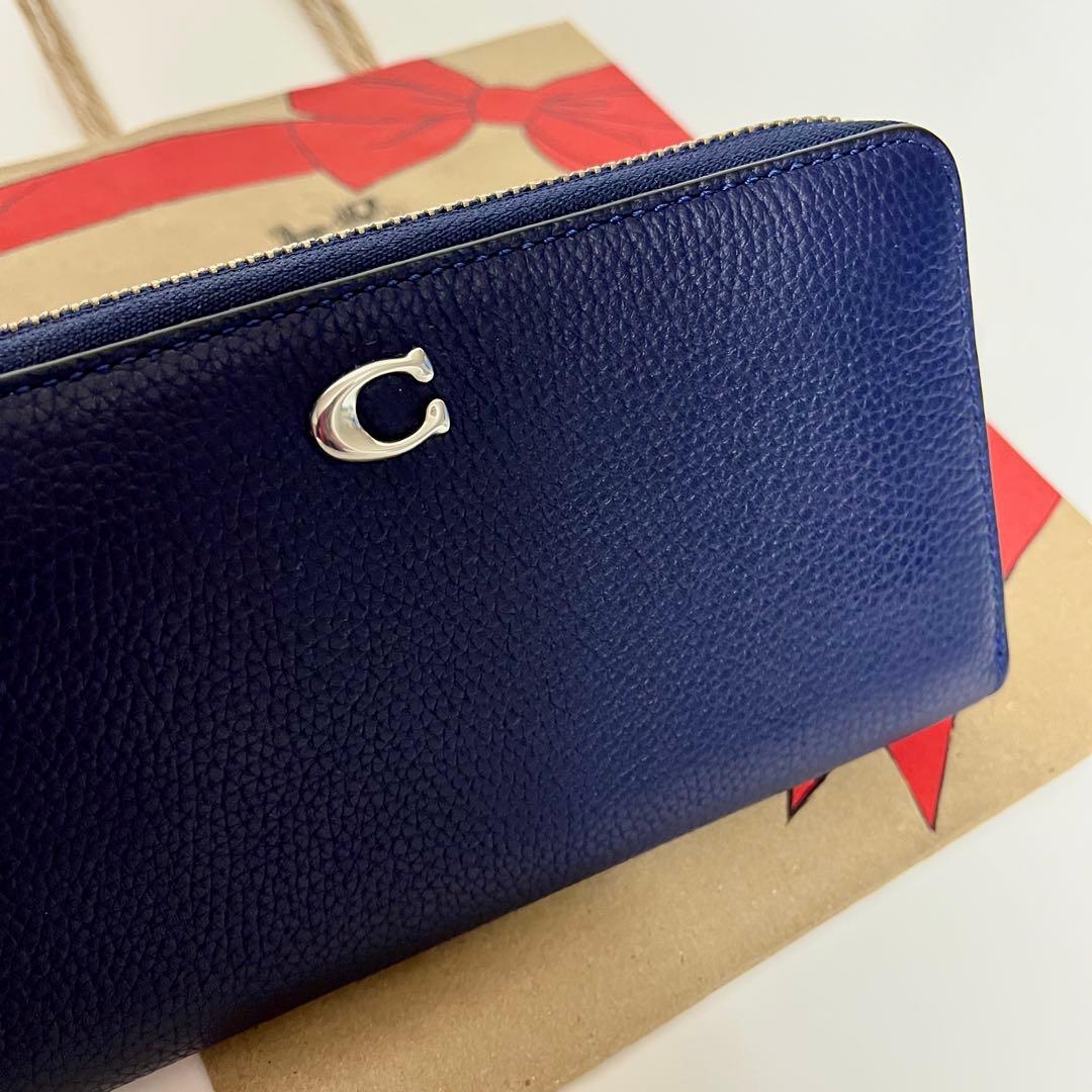 コーチ☆新品☆【ブティック】レザー アコーディオン長財布/ダークネイビー