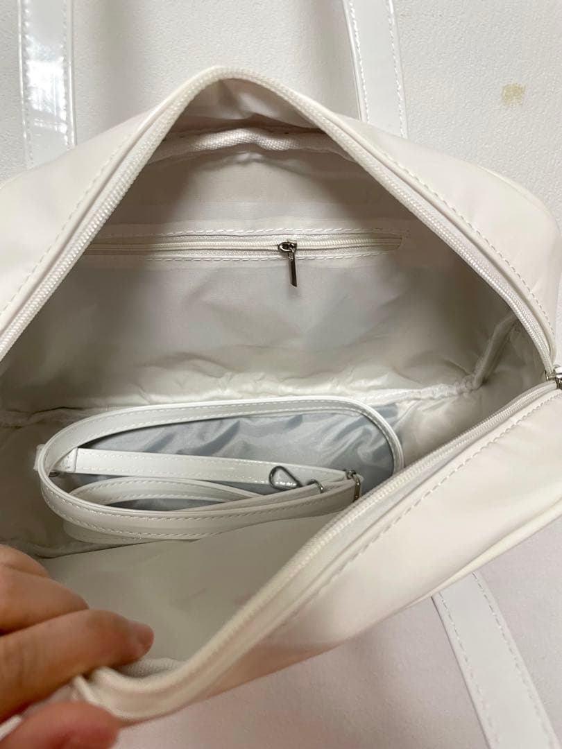 y2k平成ギャル 白いショルダーバッグ アニメ 人像柄 合成皮革バッグ