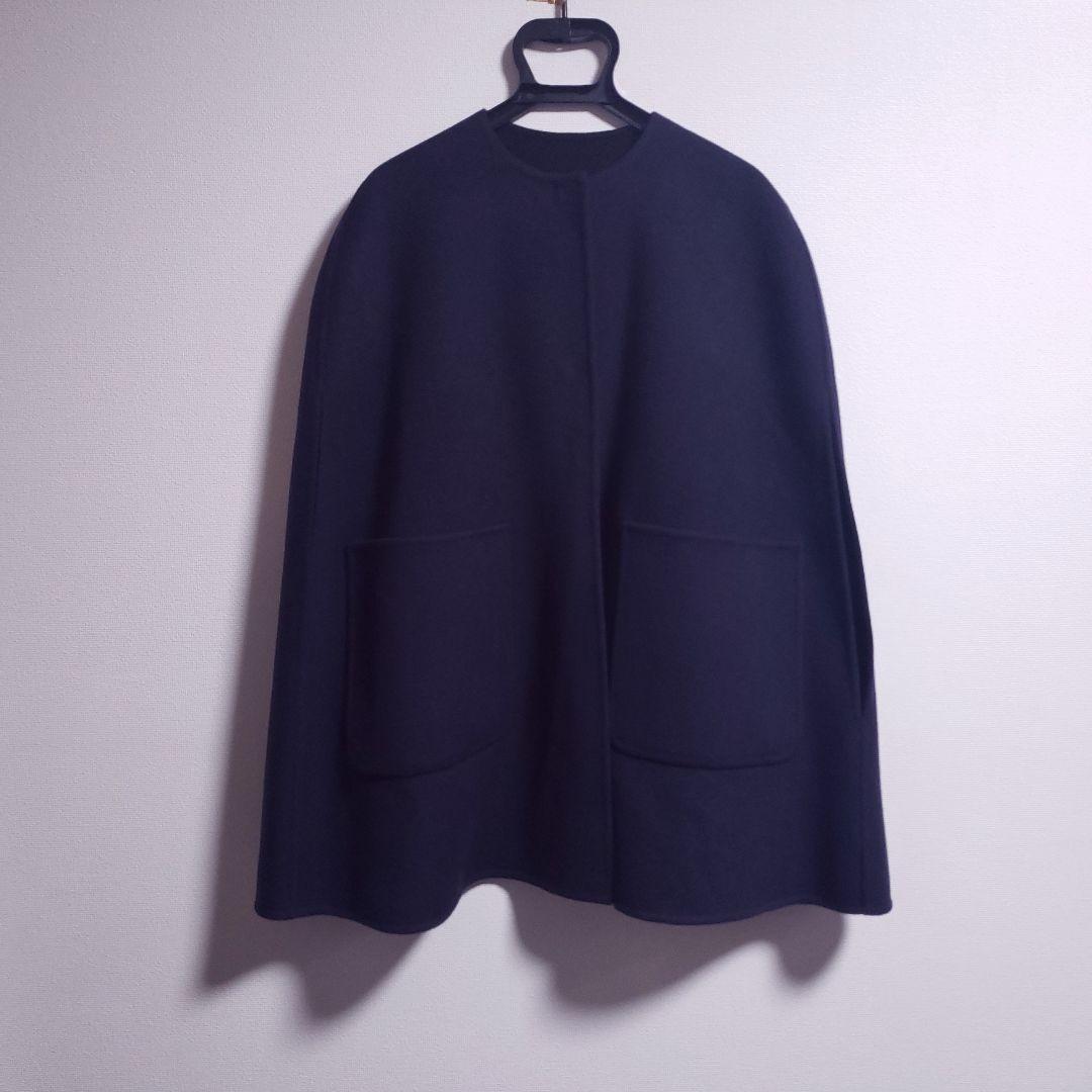 新品 UNITED ARROWS バイカラーリバーケープ ネイビー ブラック