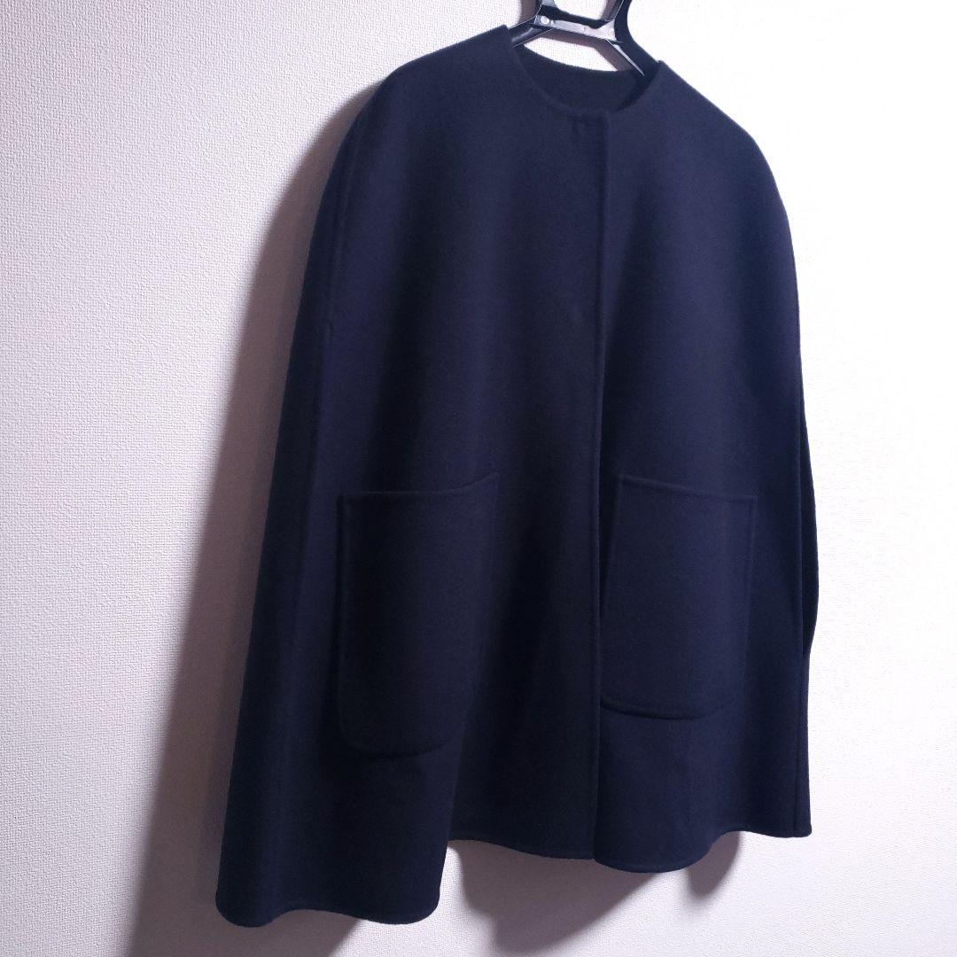 新品 UNITED ARROWS バイカラーリバーケープ ネイビー ブラック