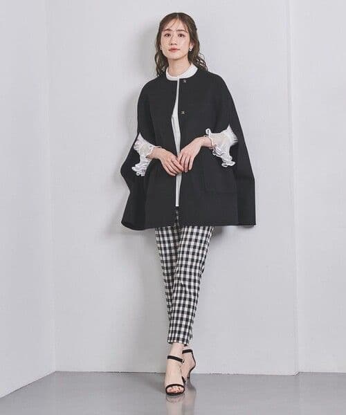 新品 UNITED ARROWS バイカラーリバーケープ ネイビー ブラック