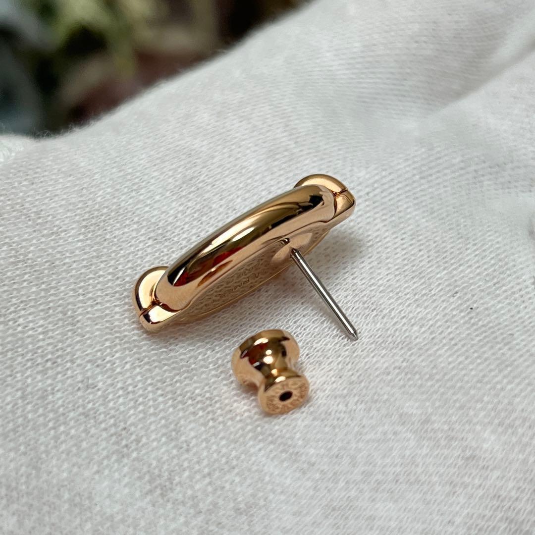 現行 美品 エルメス 片耳 ミニマイヨン ピアス マロングラッセ ピンク