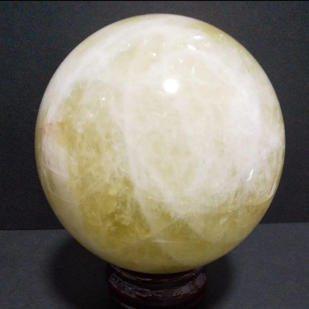 シトリン 黄水晶 丸玉 107mm 1.6kg 大玉 スフィア 天然石 台座付き