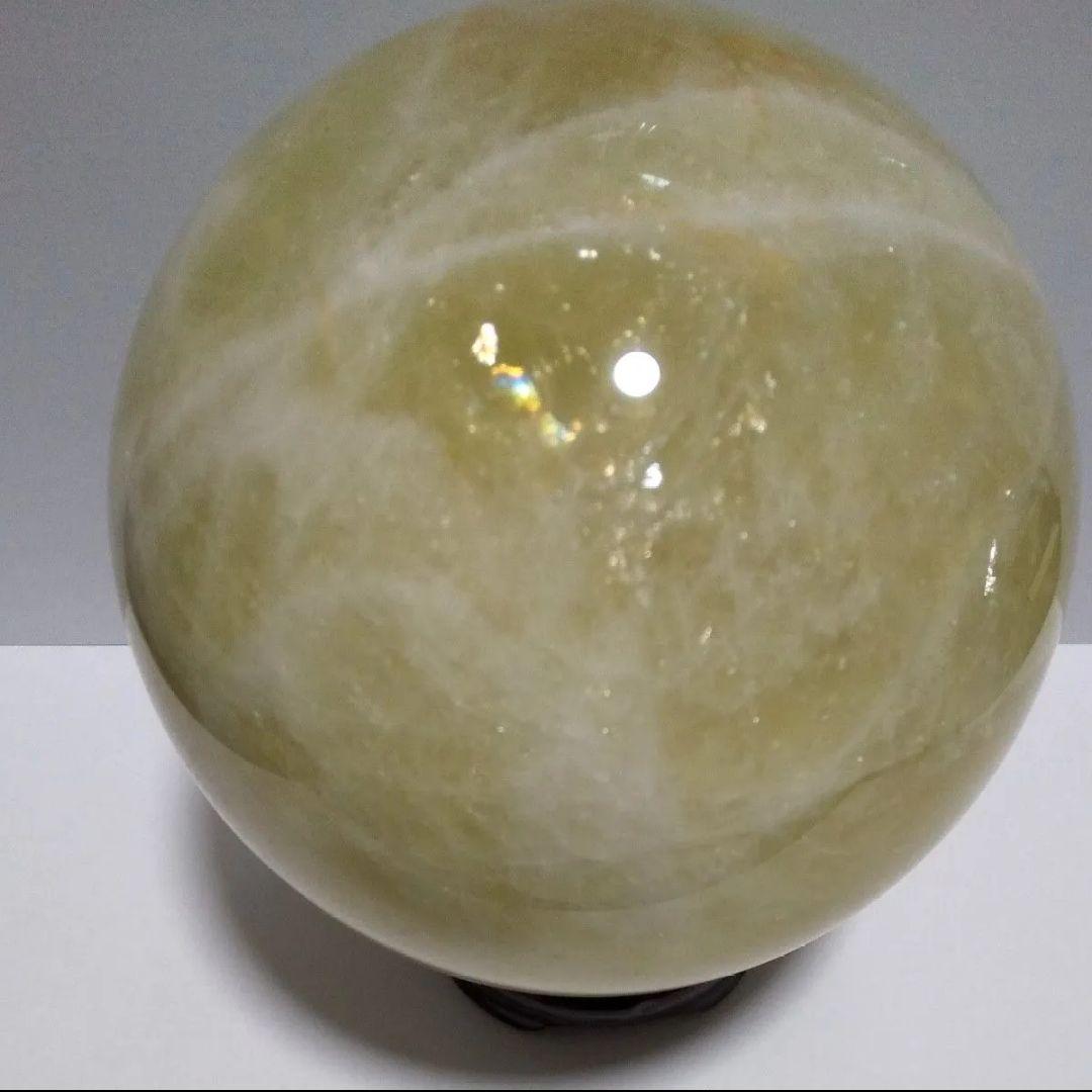 シトリン 黄水晶 丸玉 107mm 1.6kg 大玉 スフィア 天然石 台座付き