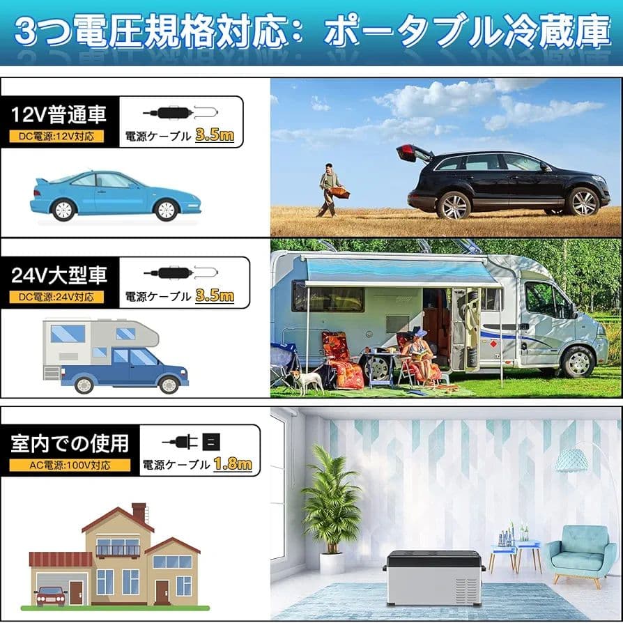 車載冷蔵庫 25L -20℃～20℃ 2WAY電源対応 グレー
