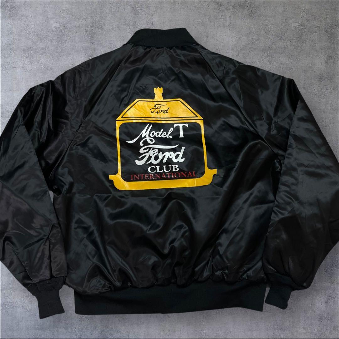 90s USA製 Ford スタジャン 刺繍デザイン ブラック ヴィンテージ