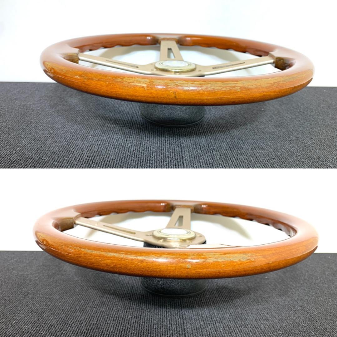 アバルト ゴールド ウッドステアリング 35Φ ホーンボタン付 当時物 旧車