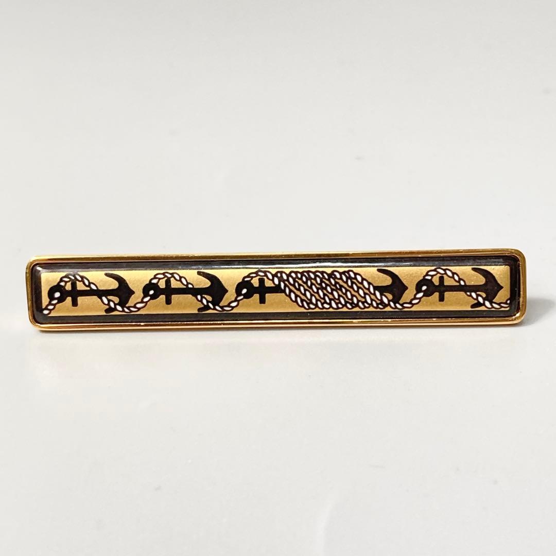 美品 エルメス エマイユ ネクタイピン 七宝焼 ゴールド ブラック