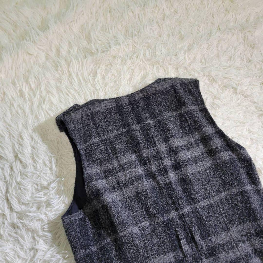 希少美品☆バーバリー　大きいサイズ　アルパカ　ウール　ワンピース　ジレ　チェック