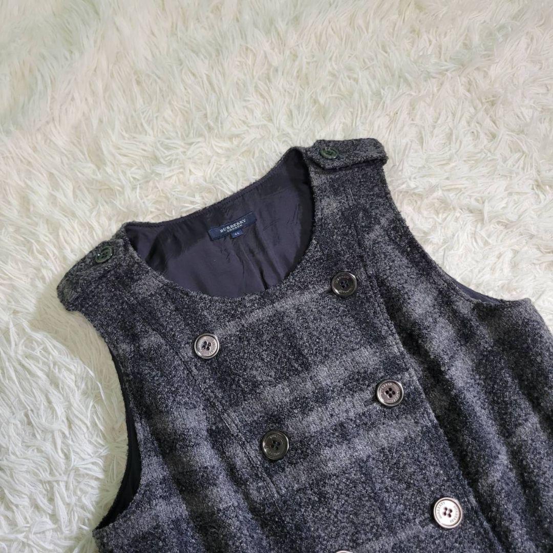 希少美品☆バーバリー　大きいサイズ　アルパカ　ウール　ワンピース　ジレ　チェック