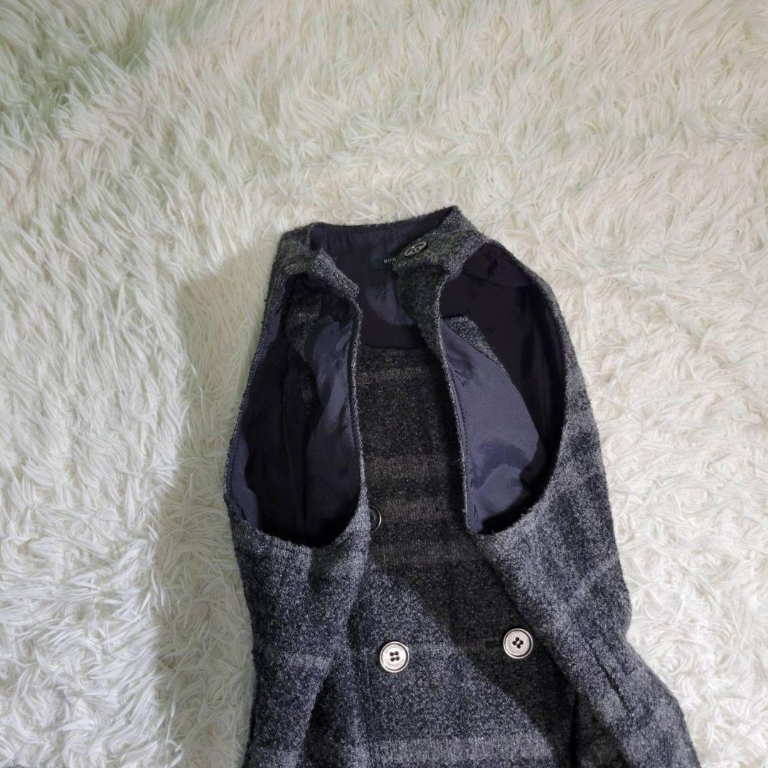 希少美品☆バーバリー　大きいサイズ　アルパカ　ウール　ワンピース　ジレ　チェック