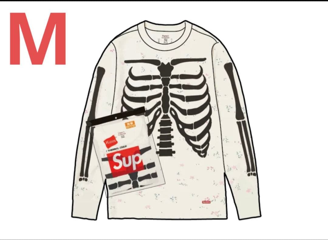 花柄 Supreme x Hanes Bones Thermal Crew - メルカリ