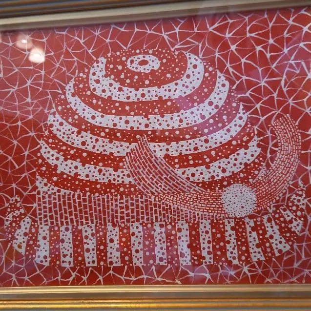 草間彌生 作品名 帽子 肉筆 サイン有 油彩 油絵 絵画 コレクション 額縁