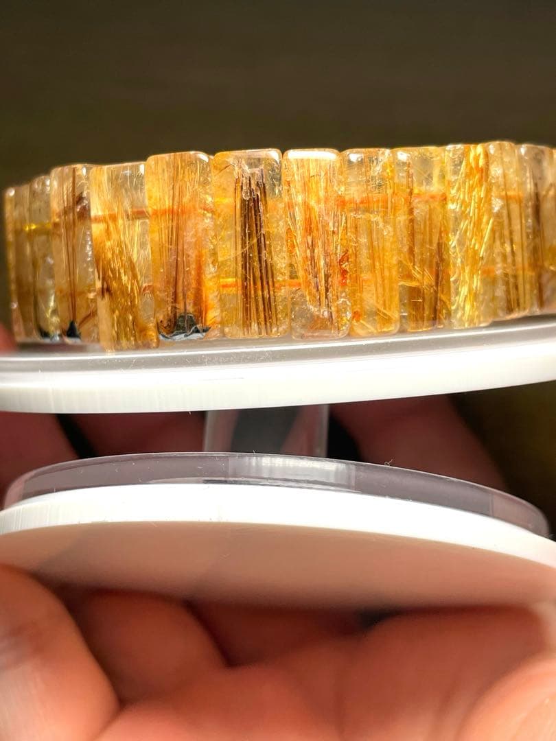 超高品質【新入荷】太陽放射タイチンルチル入バングル　ゴールドオレンジ（新品）