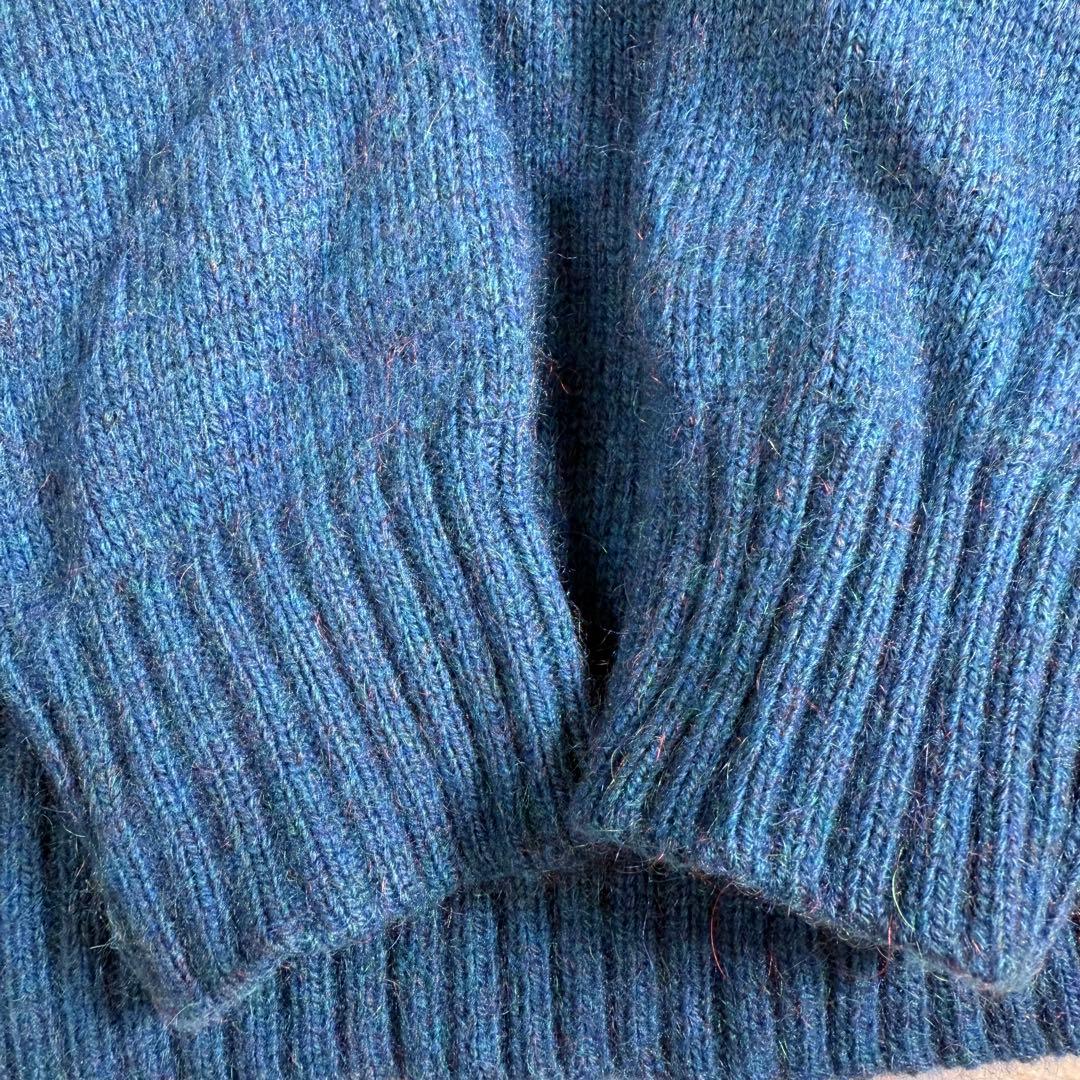 トゥモローランド カシミア　スーパーキッドモヘアクルーネック　ニット　ブルー　M